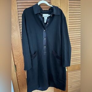 Evan Picone 100% Wool Dress Front rhinestone buttons in black size 20W VTG